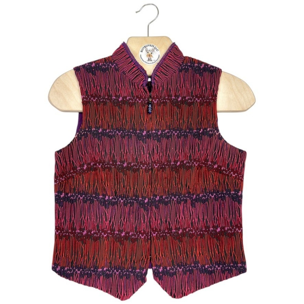 TAPP New York Embroidered Vest Women's M Zip Front‎ Artisan Y2K